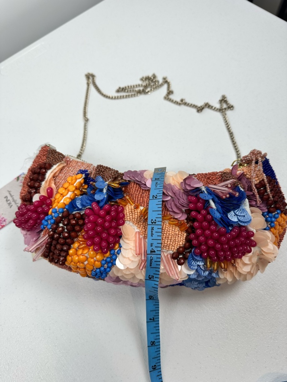 New Relaease Viral Colorful Floral Beaded Bag Handcrafted in India Chain Strap - Picture 10 of 11